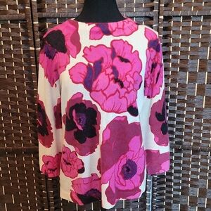 Talbots Vibrant Pink and Purple Floral Blouse